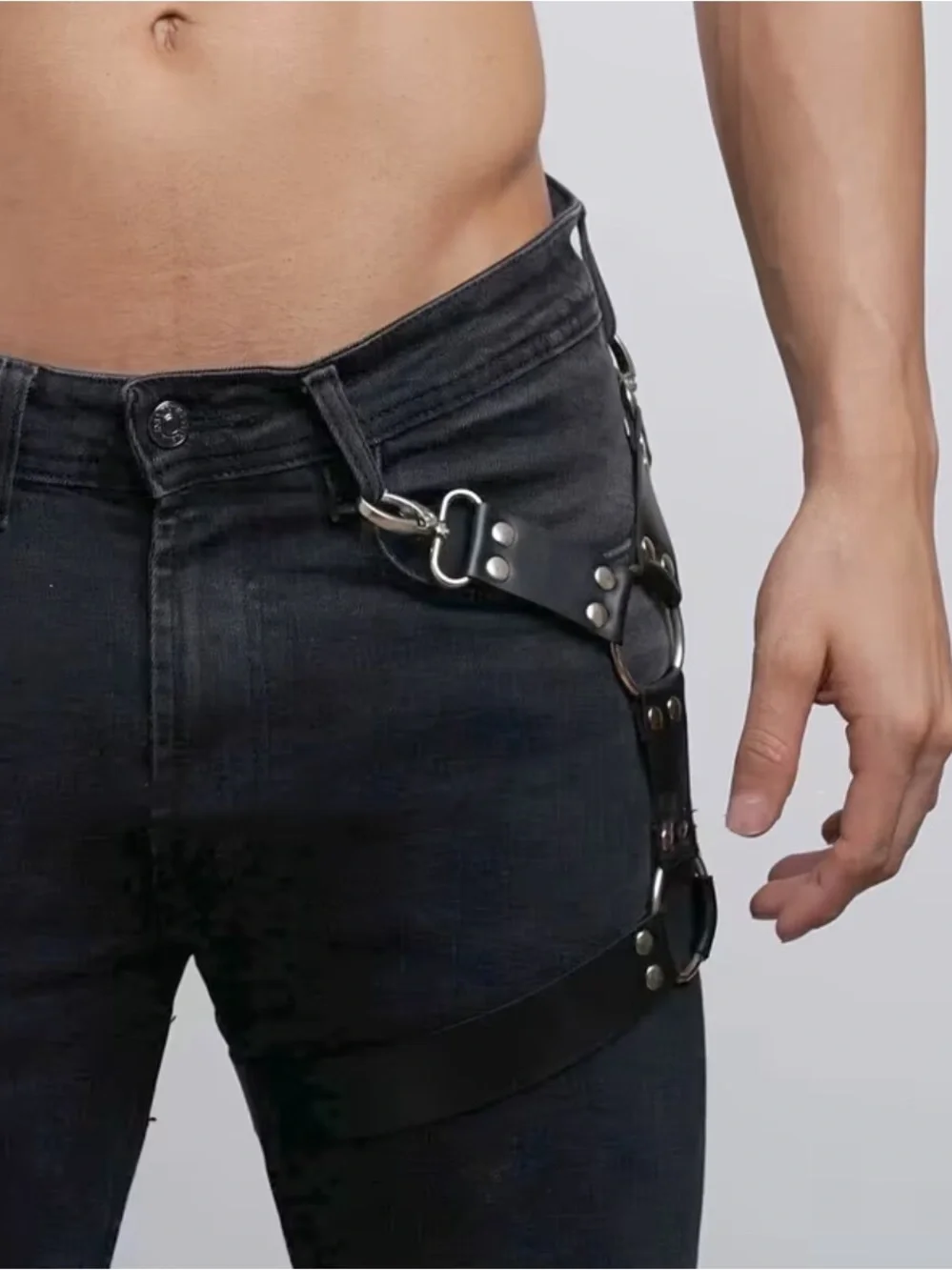 Men's PU Thigh Garter Belt Trouser Strap Leg Harness Punk Goth One Size
